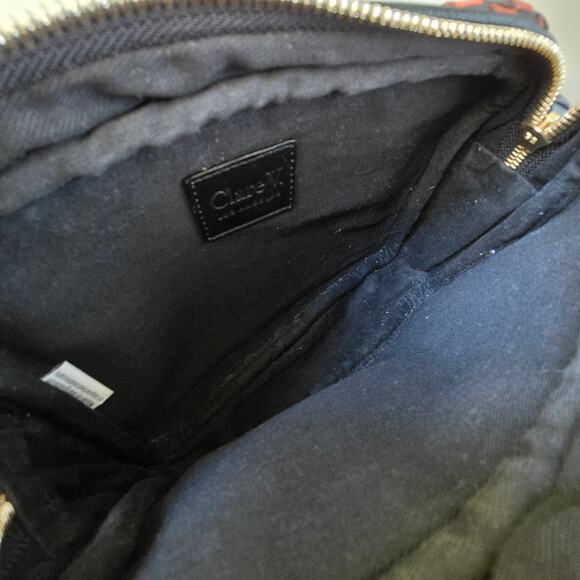 Clare Vivier V Midi Sac Red Black Checker Woven Leather Crossbody Purse EUC Rare - Picture 11 of 16